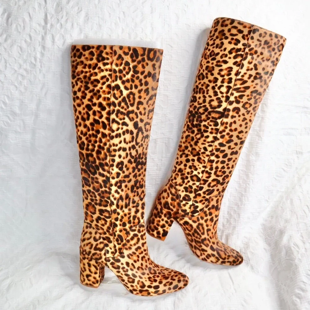 Gianni Bini Jellenia Leopard Print Haircalf Boots - Picture 2 of 14